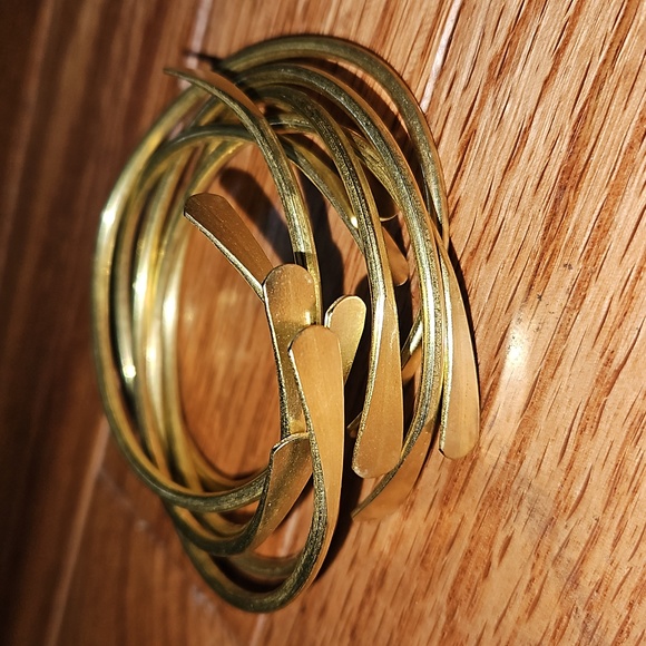 Set of 6 - Raw Brass Stacking Bangles | Adjustable - Picture 3 of 5